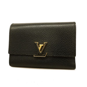 Auth Louis Vuitton Trifold Wallet Taurillon Portefeuille Capucines Compact M6...